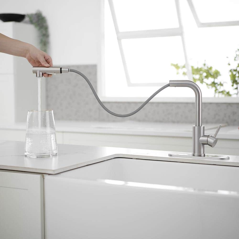 Brushed Nickel Single Handle Pull-Out Kitchen Faucet