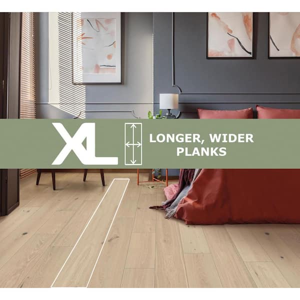Dormer XL Euro Oak 9/16 in. T x 8.66 in. W Tongue and Groove W-Brushed Engineered Hardwood Flooring (31.25 sq. ft./Case)