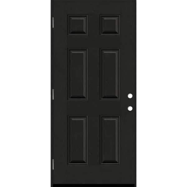 Steves & Sons Regency 36 in. x 80 in. 6 Panel RHOS Onyx Stain Mahogany Fiberglass Prehung Front Door with 4-9/16 Jamb