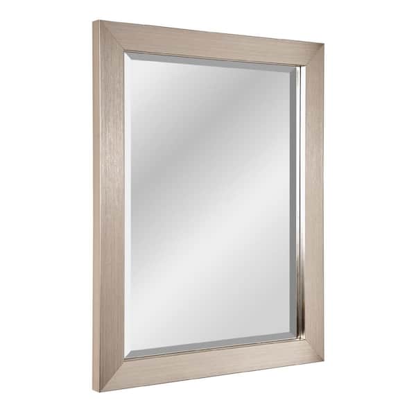 Modern 26 in. W x 32 in. H Framed Rectangular Beveled Edge Bathroom Vanity Mirror in Brush Nickel