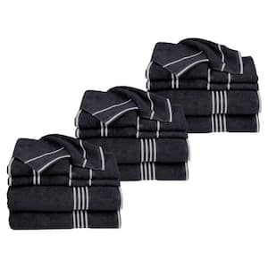 24-Piece Black Cotton Towel Set