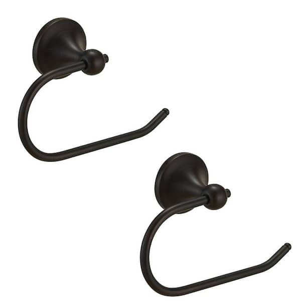 BWE Traditional Single Post Wall Mount Bathroom Hand-Towel Ring Tissue Toilet Paper Holder in Oil Rubbed Bronze (2-Pack)