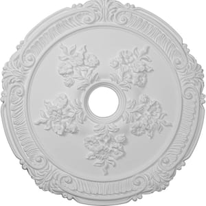 26" x 3-3/4" ID x 1-1/2" Attica with Rose Urethane Ceiling Medallion (Fits Canopies up to 4-1/2"), Primed White