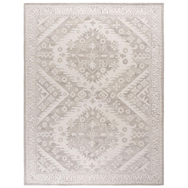 Ebony 8 ft. x 10 ft. Beige/Ivory Ornate Medallion Area Rug