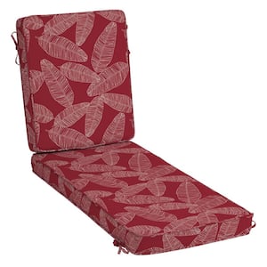 ProFoam 21 in. x 72 in. Outdoor Chaise Lounge Cushion in Red Leaf Palm