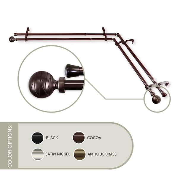 Rod Desyne Arman Corner Window 28 in. - 48 in., 13/16 in. Dia Double Curtain Rod in Cocoa