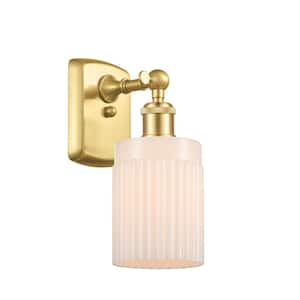 Hadley 1-Light Satin Gold Wall Sconce with Matte White Glass Shade