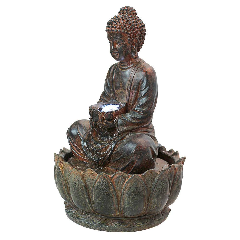 Bronze Buddha Garden Fountain with LED Light