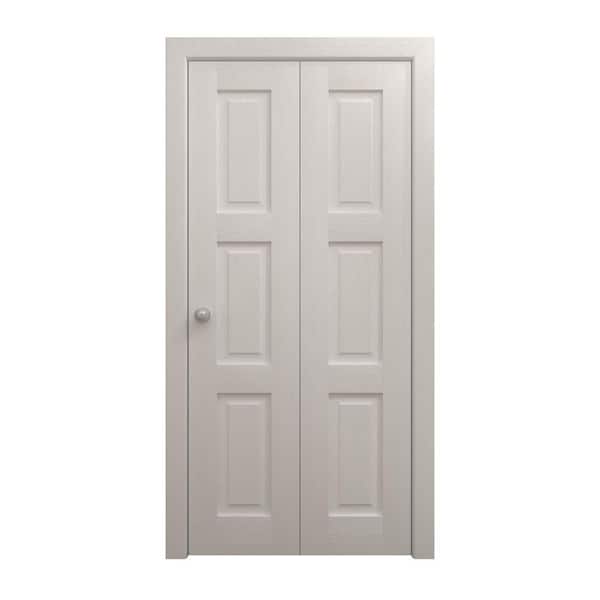 84 in. x 80 in. Painted White Oak Solid Wood Bi-Fold Doors with Hardware
