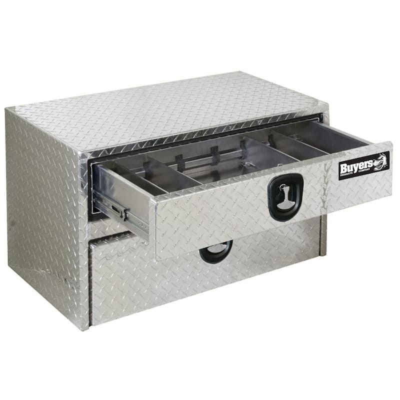 20 in. x 18 in. x 36 in. Diamond Plate Tread Aluminum Underbody Truck Tool Box with Drawer