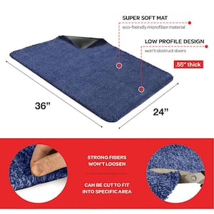 Solid Front Doormat, Super Absorbent. 24 in X 36 in (Blue)