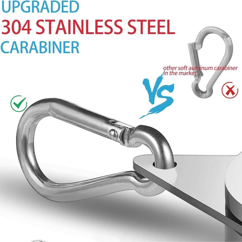 Black Aluminum 2-Inch Flagpole Rings with Carabiner, 2-Pack