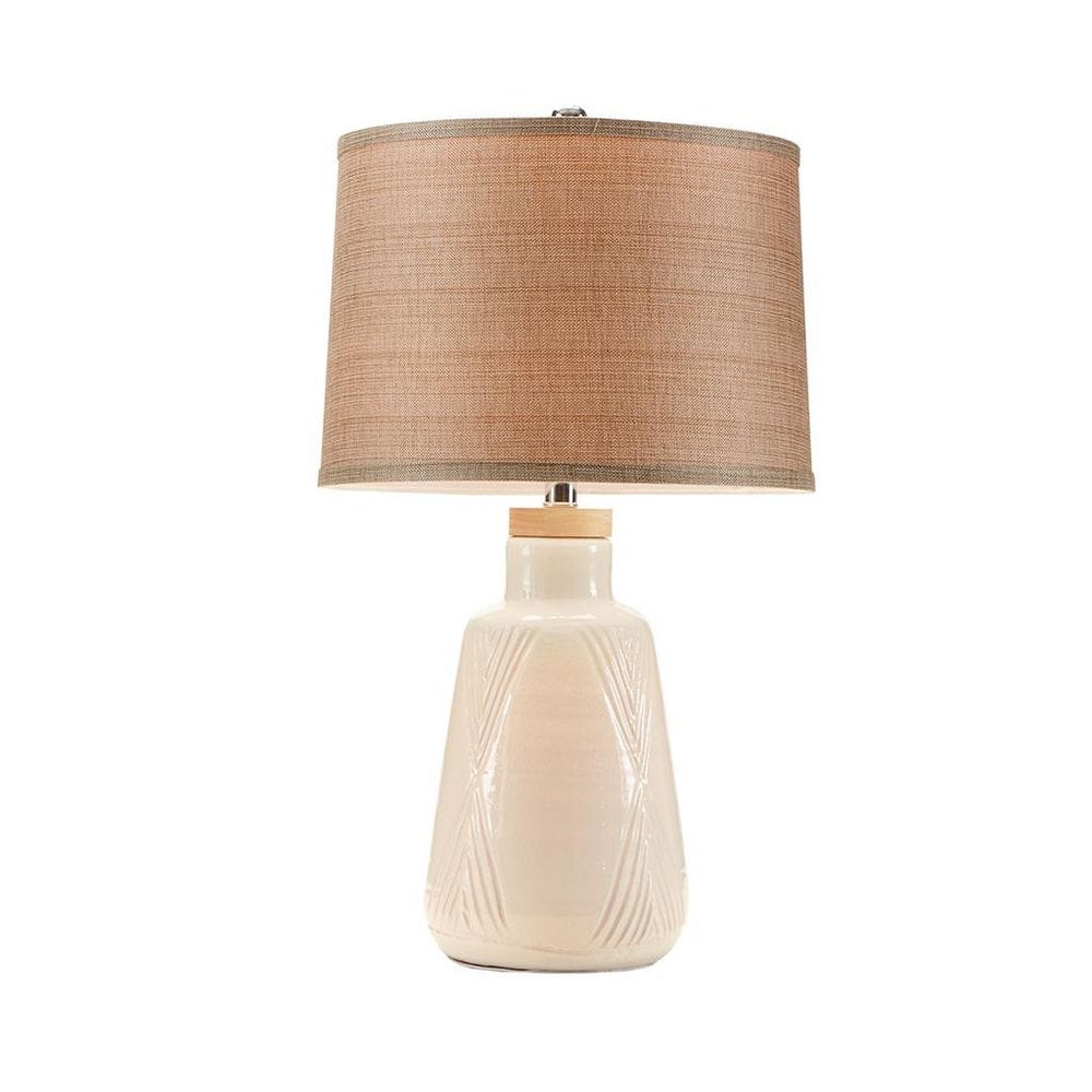 1-Light 24 in. Boho Textured Ceramic Table Lamp, Brown price history on PriceWatchPro