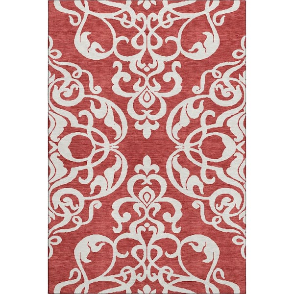 Mayfield Premium Machine Washable Abstract AMF973 Red 8 ft. x 10 ft. Area Rug
