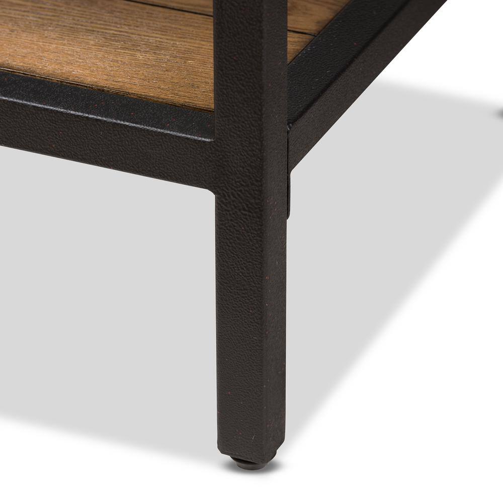 Caribou Oak Brown and Black Metal Rustic Industrial Console Table with Storage