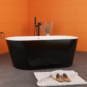 67 in. x 31 in. Freestanding Soaking Bathtub with Center Drain in Black