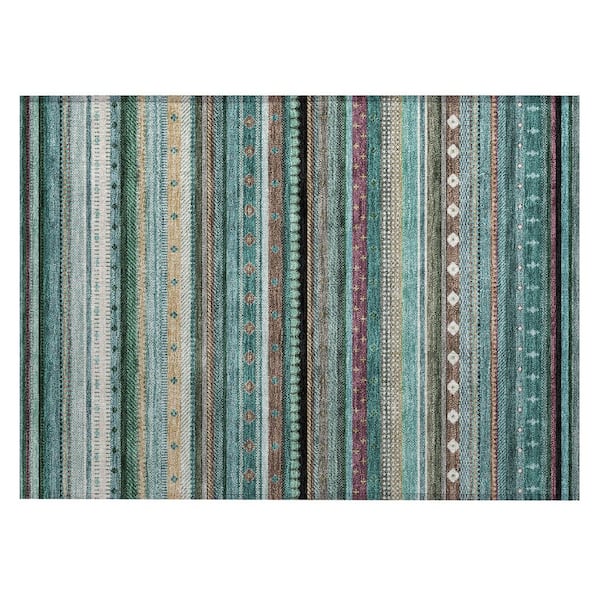 Addison Rugs Chantille Machine Washable Indoor/Outdoor Abstract ACN2218 Teal 1 ft. 8 in. x 2 ft. 6 in. Accent Rug