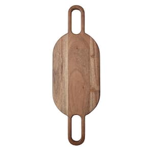 20.5 in. Scandinavian Natural Brown Acacia Wood with Sleek Silhouette and Handles Cheese Boards