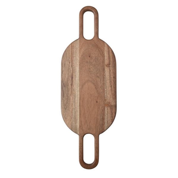 Storied Home 20.5 in. Scandinavian Natural Brown Acacia Wood with Sleek Silhouette and Handles Cheese Boards