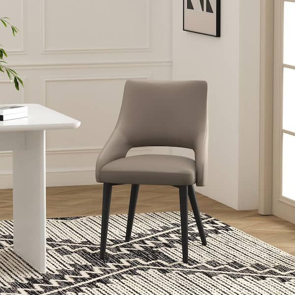 Tremont Modern Taupe Faux Leather Upholstered Dining Side Chair with Metal Legs