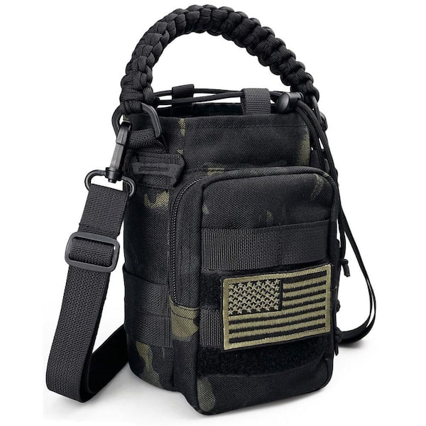 Anqtovp 64 oz. Camo Black Fabric Water Bottle Sleeve Water Jug