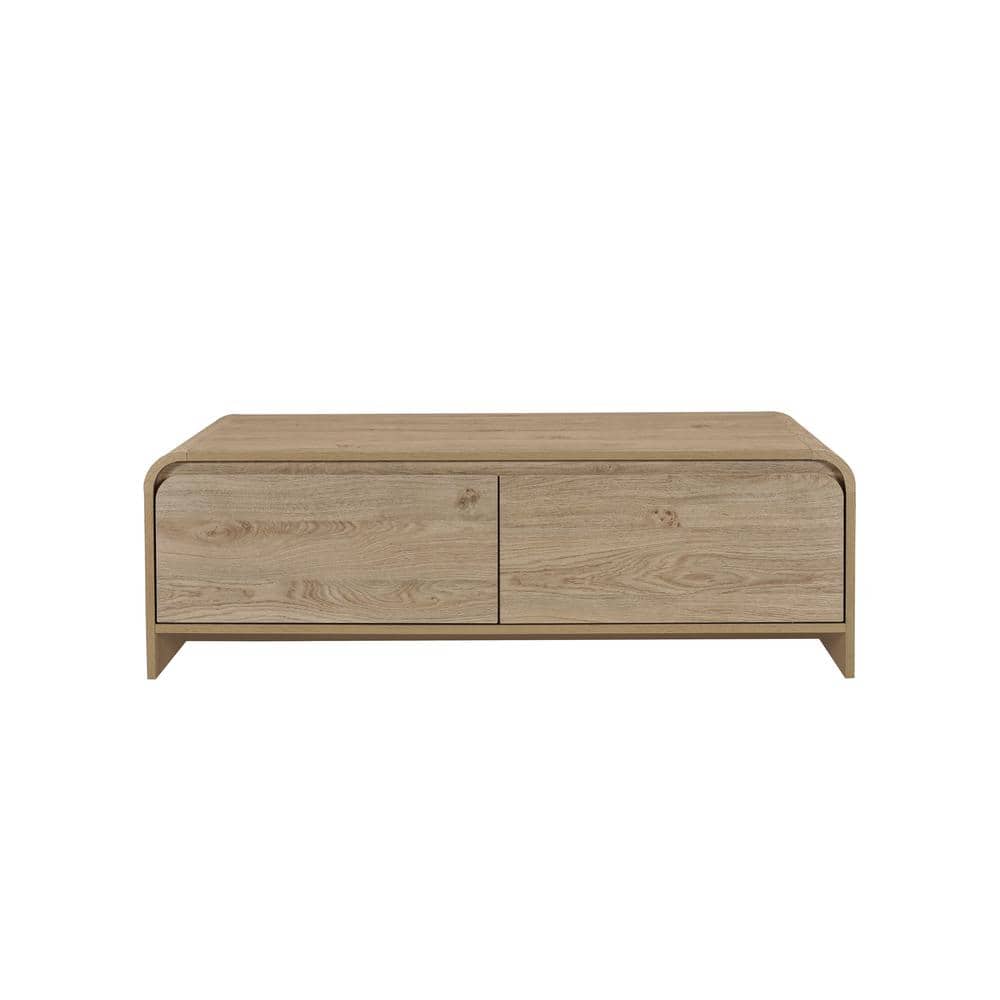 Mara 47" Natural Beige Wood Coffee Table with Storage