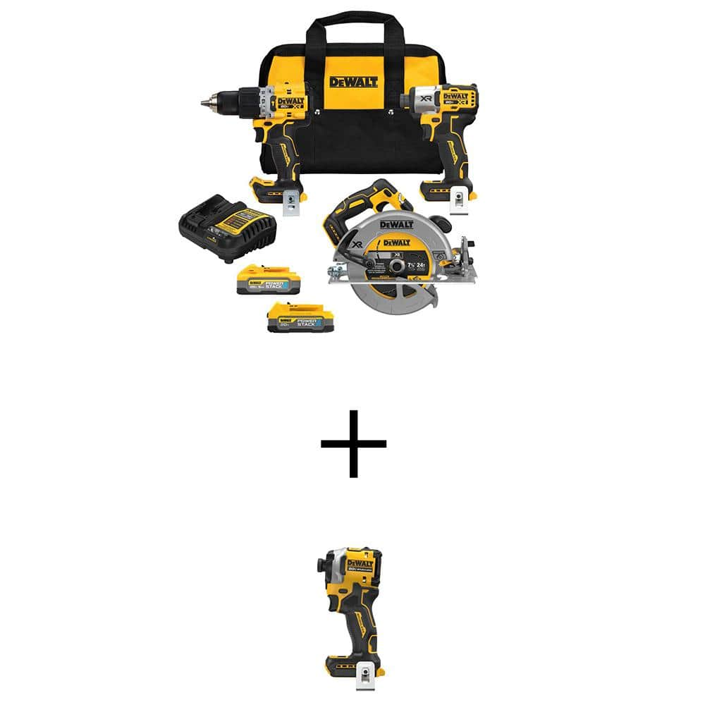 20V MAX Lithium-Ion Cordless 3-Tool Combo Kit and Compact 1/4 in. Impact Driver with 5Ah and 1.7Ah Batteries and Charger -  DEWALT, DCK303E1H1W850B