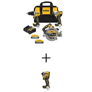 20V MAX Lithium-Ion Cordless 3-Tool Combo Kit and Compact 1/4 in. Impact Driver with 5Ah and 1.7Ah Batteries and Charger