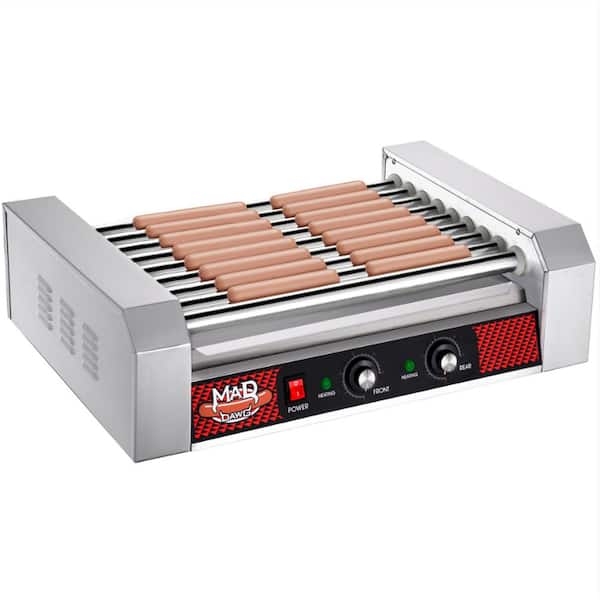 GREAT NORTHERN 24-Hot Dog Stainless Steel Roller - Electric Countertop Cooker, Drip Tray and Dual Zones