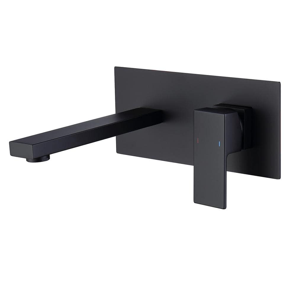 Fapully Modern Single Handle Wall Mount Bathroom Faucet in Matte Black