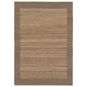 Query 9 ft. x 12 ft. Brown Bordered Handmade Area Rug