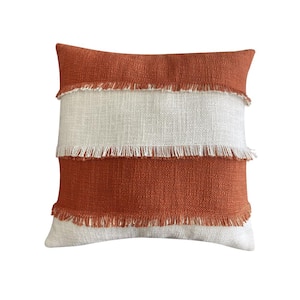 Madi Stripe Cotton Decorative Throw Pillow 18 x 18 in. Terra Cotta