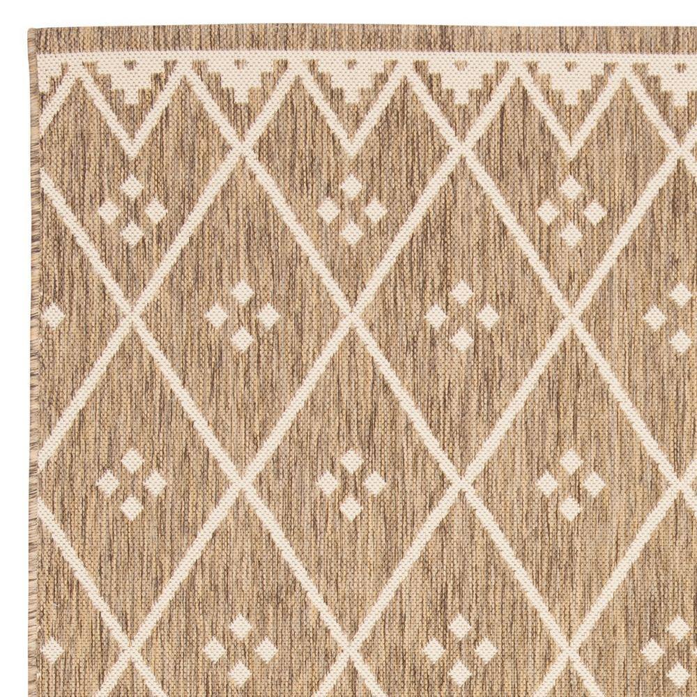 Courtyard Chic 59" Brown & Light Beige Synthetic Rectangular Rug