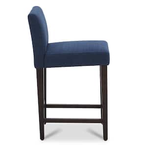 Pallas 24 in. Midnight Blue High Back Wood Counter Stool with Fabric Seat (Set of 2)