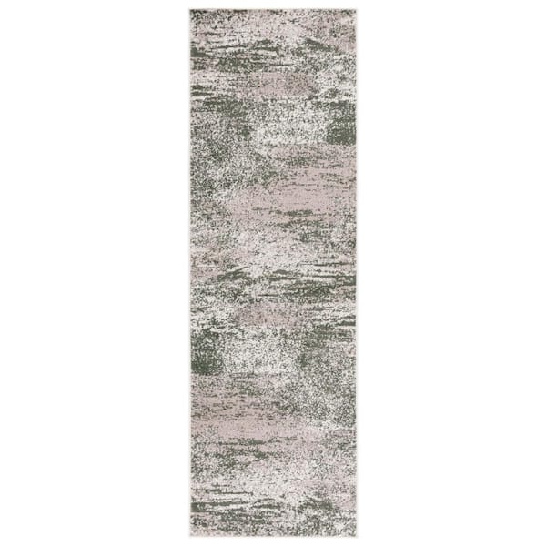 SAFAVIEH Adirondack Ivory/Dark Green 3 ft. x 8 ft. Abstract Marle Runner Rug