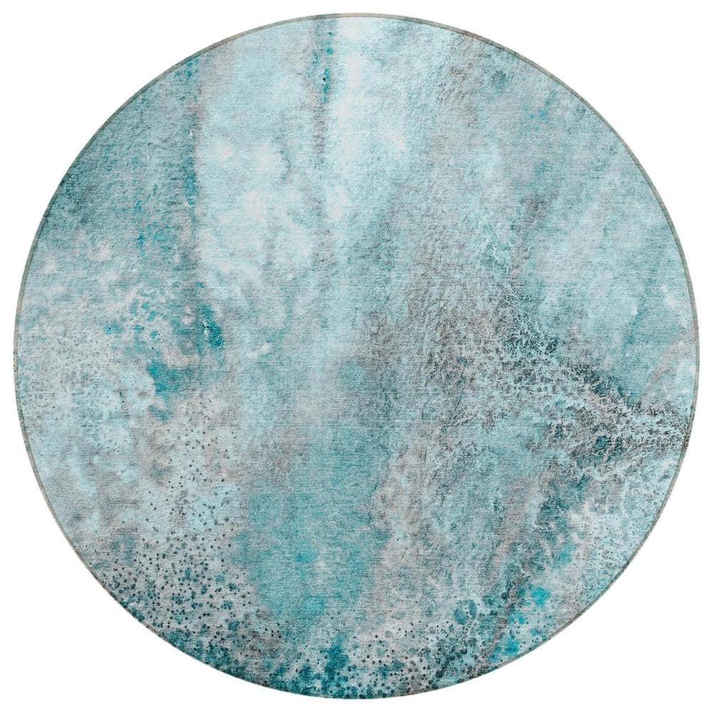 Gray and Ivory 8 ft. Round Abstract Indoor / Outdoor Area Rug price history on PriceWatchPro