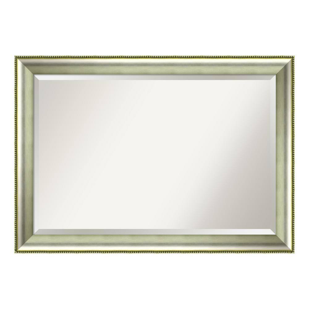 Vegas Curved Silver Beaded Wood Framed Vanity Mirror
