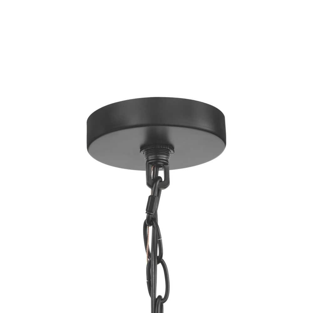 Matte Black Textured Glass 4-Light Outdoor Pendant Chandelier