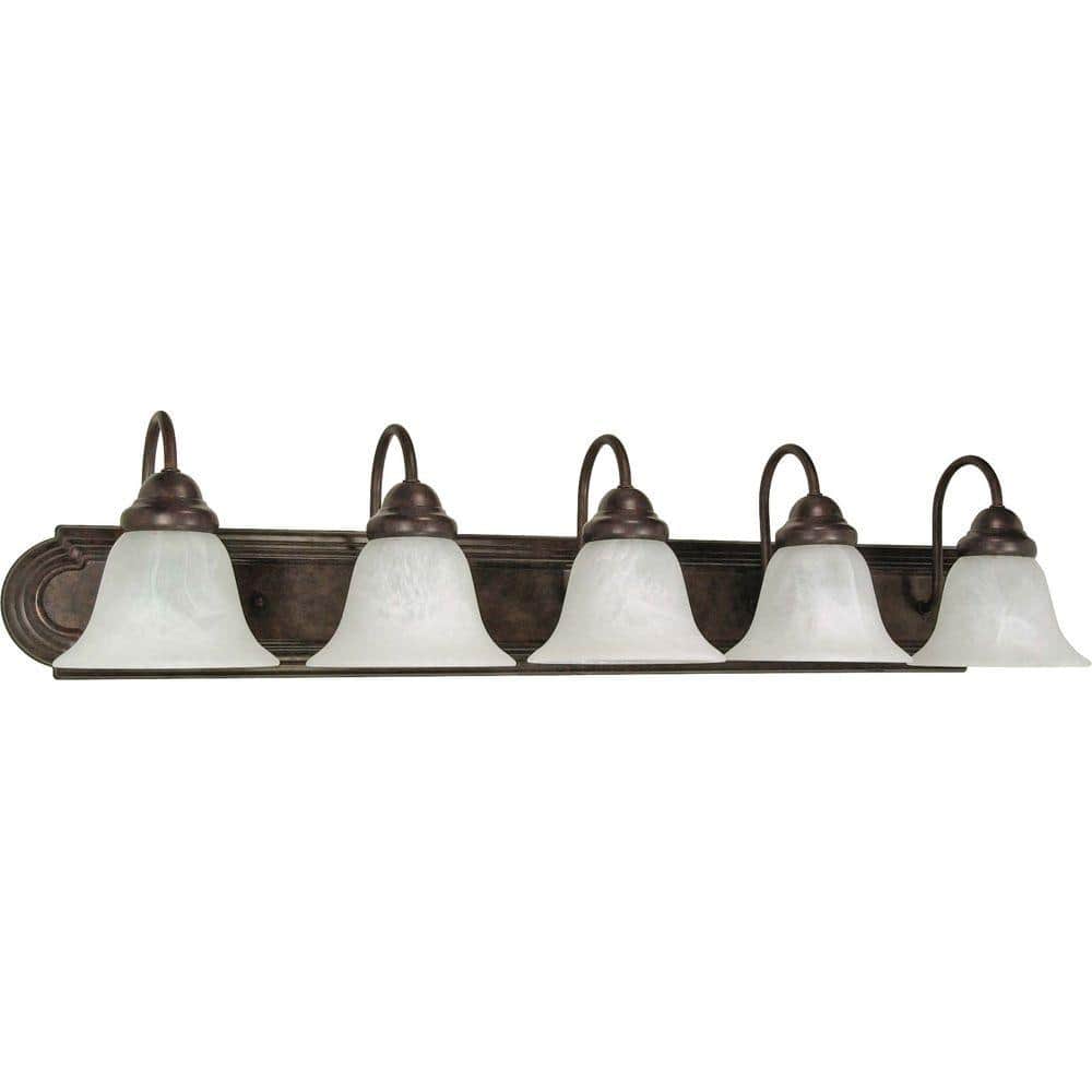 SATCO Ballerina 36 in. 5-Light Old Bronze Vanity Light with Alabaster Glass Shade 60/327 Sansujyuku sansujyuku.com