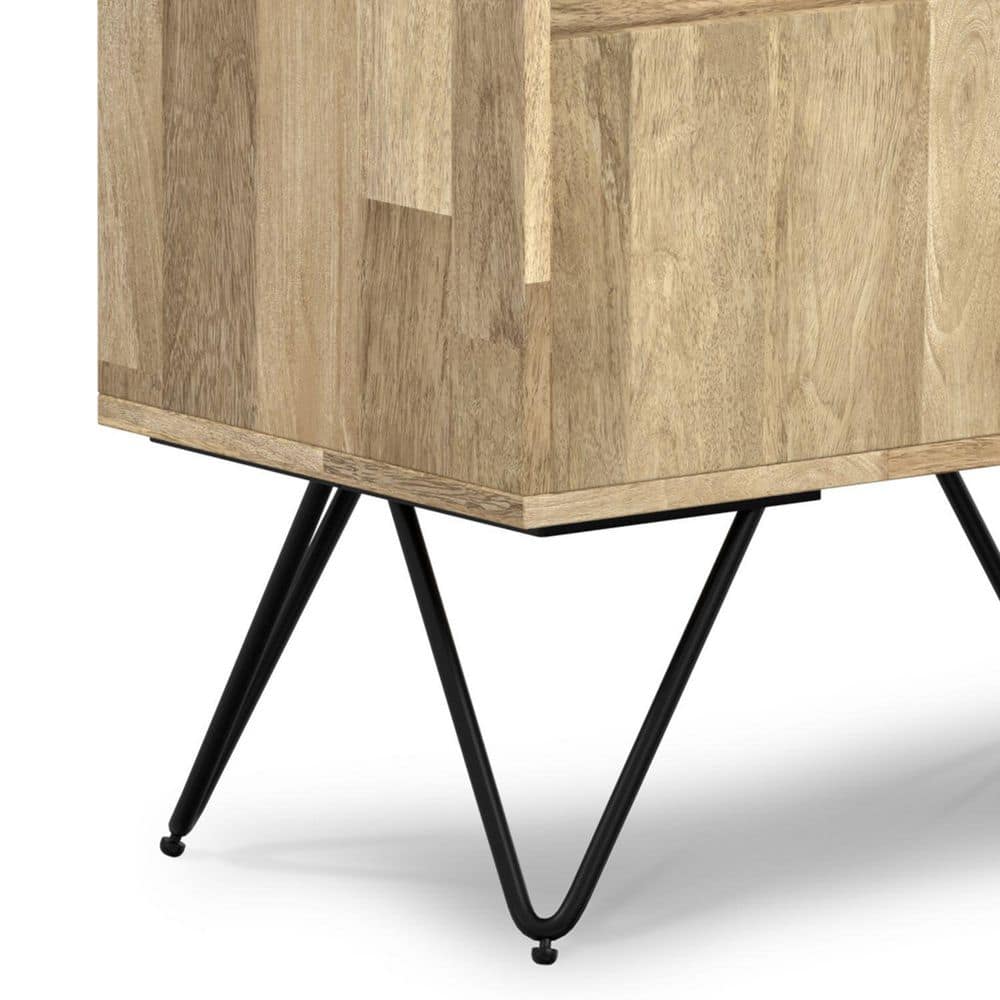 Hunter Natural Solid Mango Wood and Black Metal Tall Bookcase