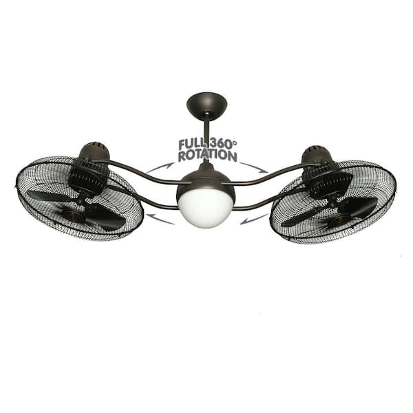Troposair Duet 15 In Rotating Dual, Cage Enclosed Ceiling Fan With Light