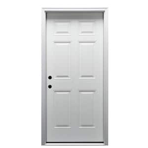 34 in. x 80 in. 6-Panel Right-Hand/Inswing Primed Fiberglass Prehung Front Door with 6-9/16 in. Jamb Size