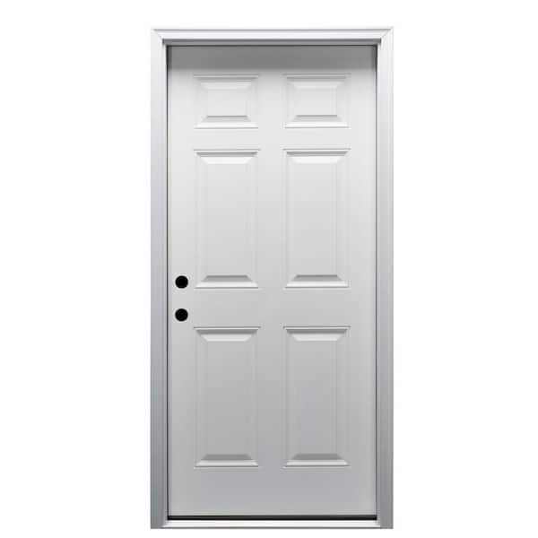 MMI DOOR 32 in. x 80 in. Right-Hand Inswing Classic 6-Panel Primed Steel Prehung Front Door on 6-9/16 in. Frame