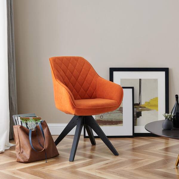 Art Leon Arthur Orange Polyester Fabric, Art Leon Modern Upholstered Swivel Accent Chair With Arms