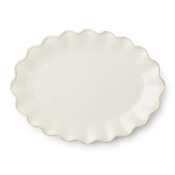 Heritage 16 in. x 12 in. White Stoneware Large Oval Platter