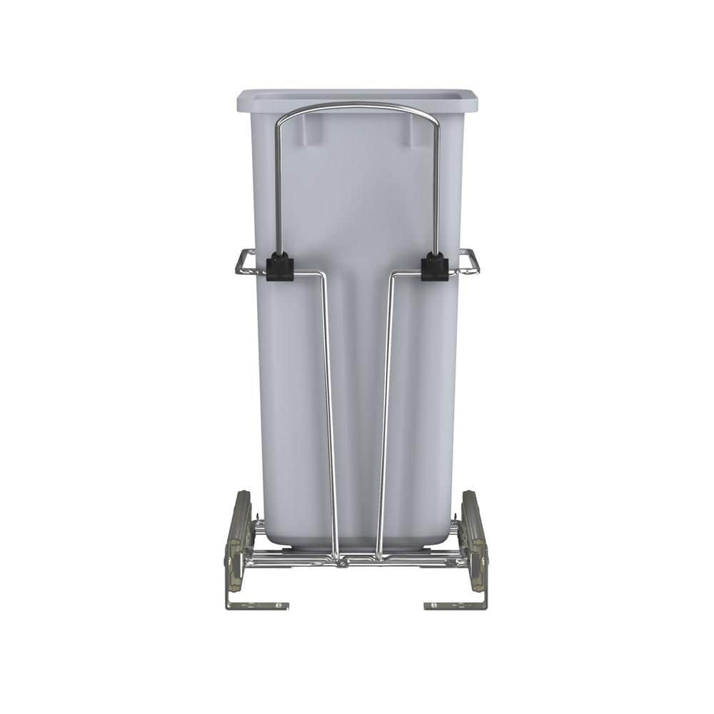 Gray 20 Quart Pull-Out Plastic Kitchen Waste Container with Rear Basket