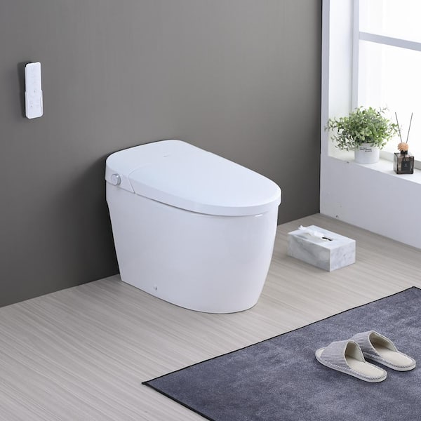 YASINU Tankless Elongated Electric Smart Toilet with Adjustable Bidet Seat, Auto 1.1/1.6 GPF
