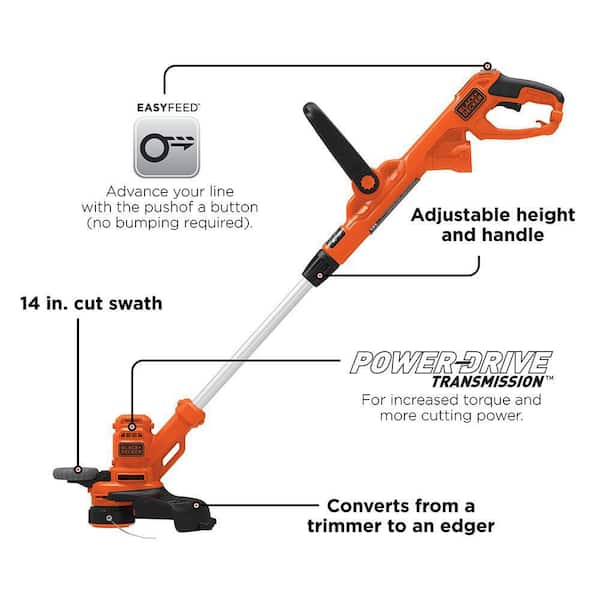 14 in. 6.5 Amp Corded Electric Single Line 2-In-1 String Trimmer & Lawn Edger with Push Button Line Feed