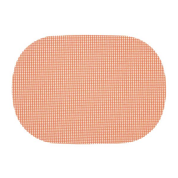 Kraftware Fishnet 17 in. x 12 in. Spice Orange PVC Covered Jute Oval Placemat (Set of 6)