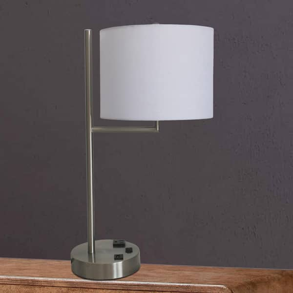 Colby brushed nickel desk lamp with outlet and usb 2024 port